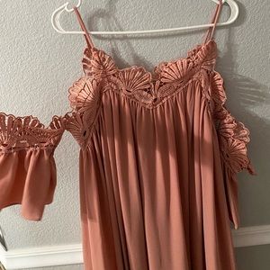 off the shoulder pink dress